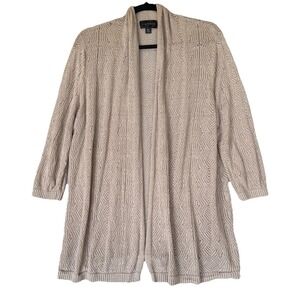 Investments Linen Blend Cardigan Womens‎ XL Beige Neutral Minimalist Old Money